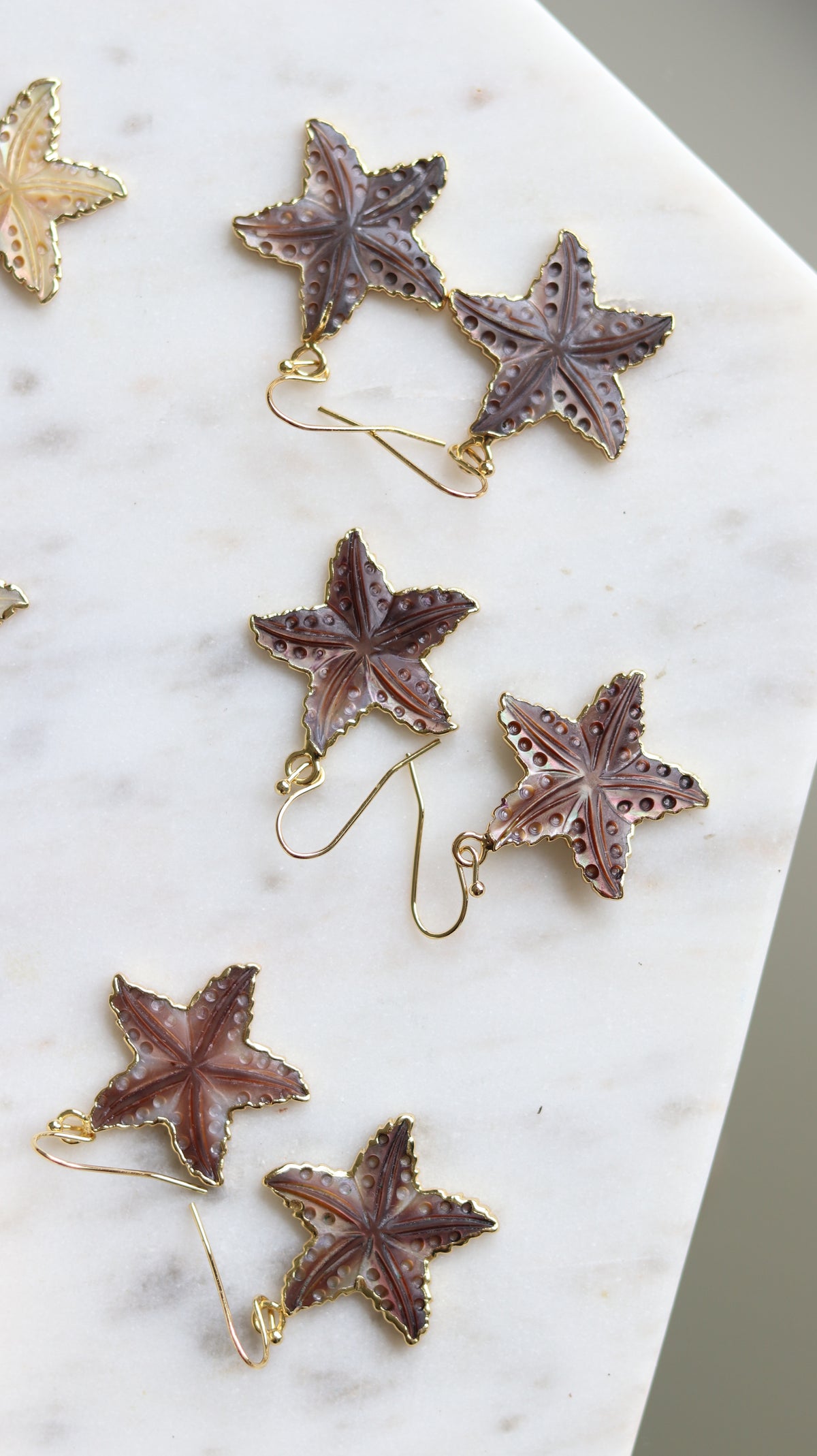 Carved Shell Starfish Earrings