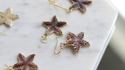 Carved Shell Starfish Earrings
