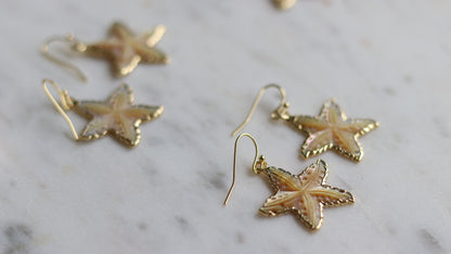 Carved Shell Starfish Earrings