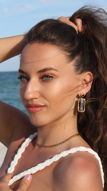 Amethyst Gold Drop Earrings