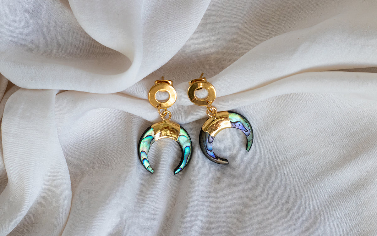 Abalone Shell Moon Earrings