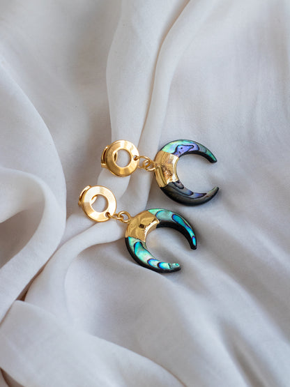 Abalone Shell Moon Earrings
