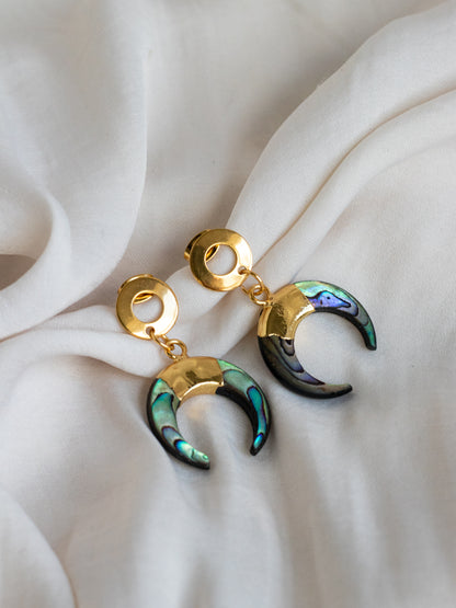 Abalone Shell Moon Earrings