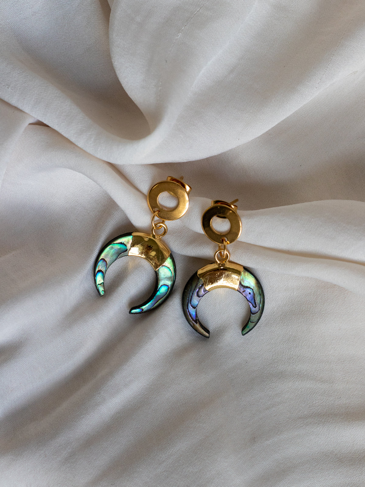 Abalone Shell Moon Earrings