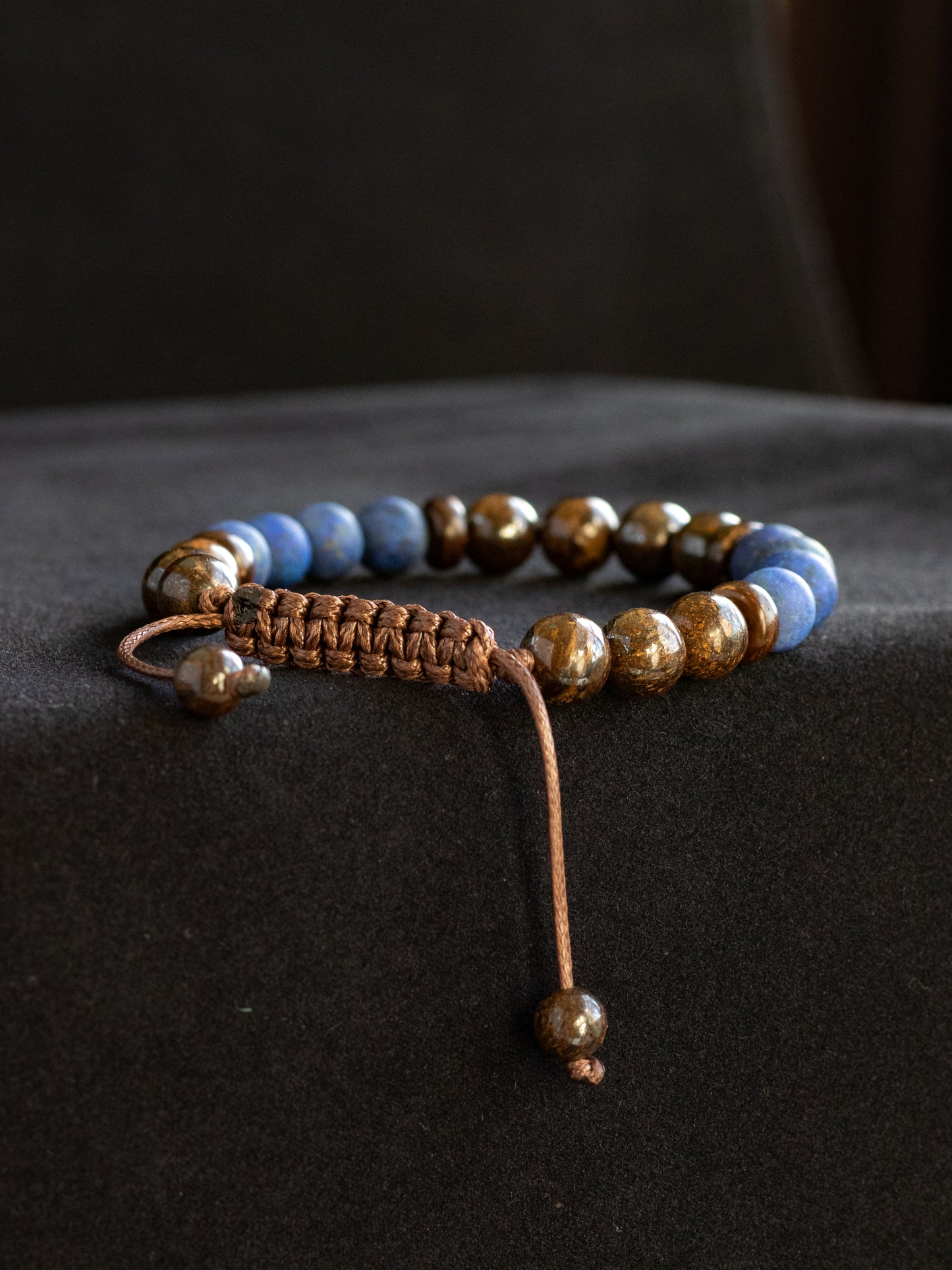 Lapis Lazuli & Bronzite Jasper Men’s Beaded Bracelet