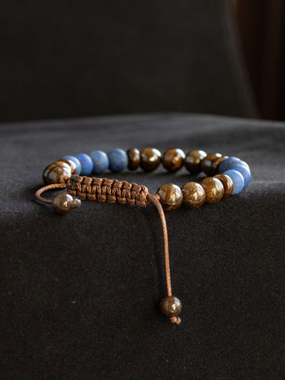 Lapis Lazuli & Bronzite Jasper Men’s Beaded Bracelet