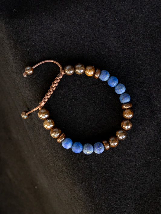 Lapis Lazuli & Bronzite Jasper Men’s Beaded Bracelet