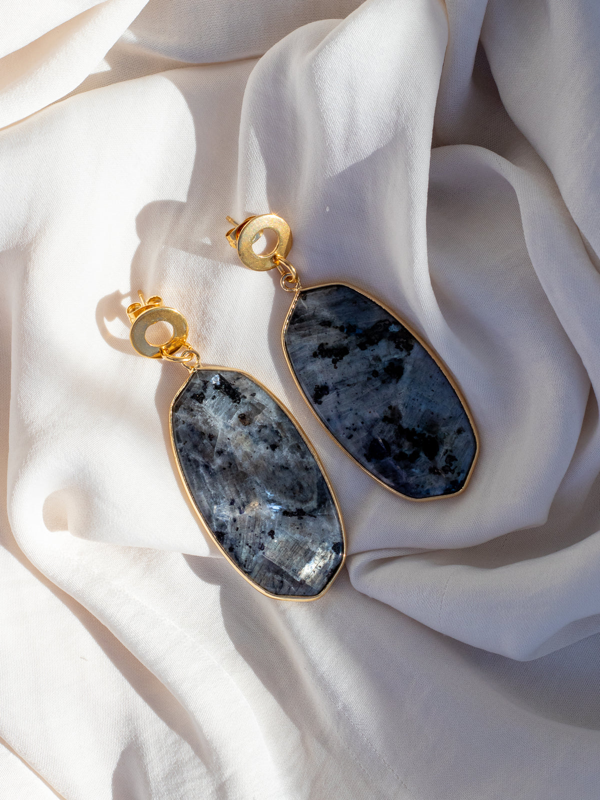Larvikite Labradorite Drop Earrings