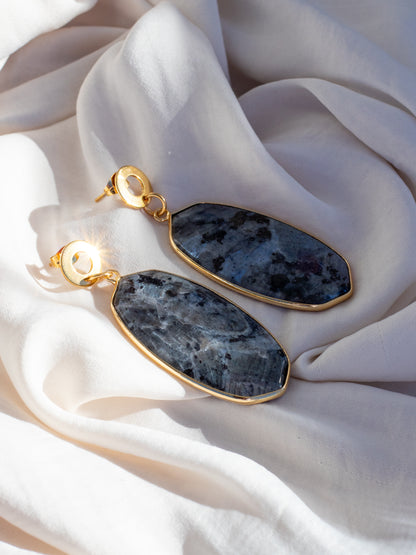 Larvikite Labradorite Drop Earrings