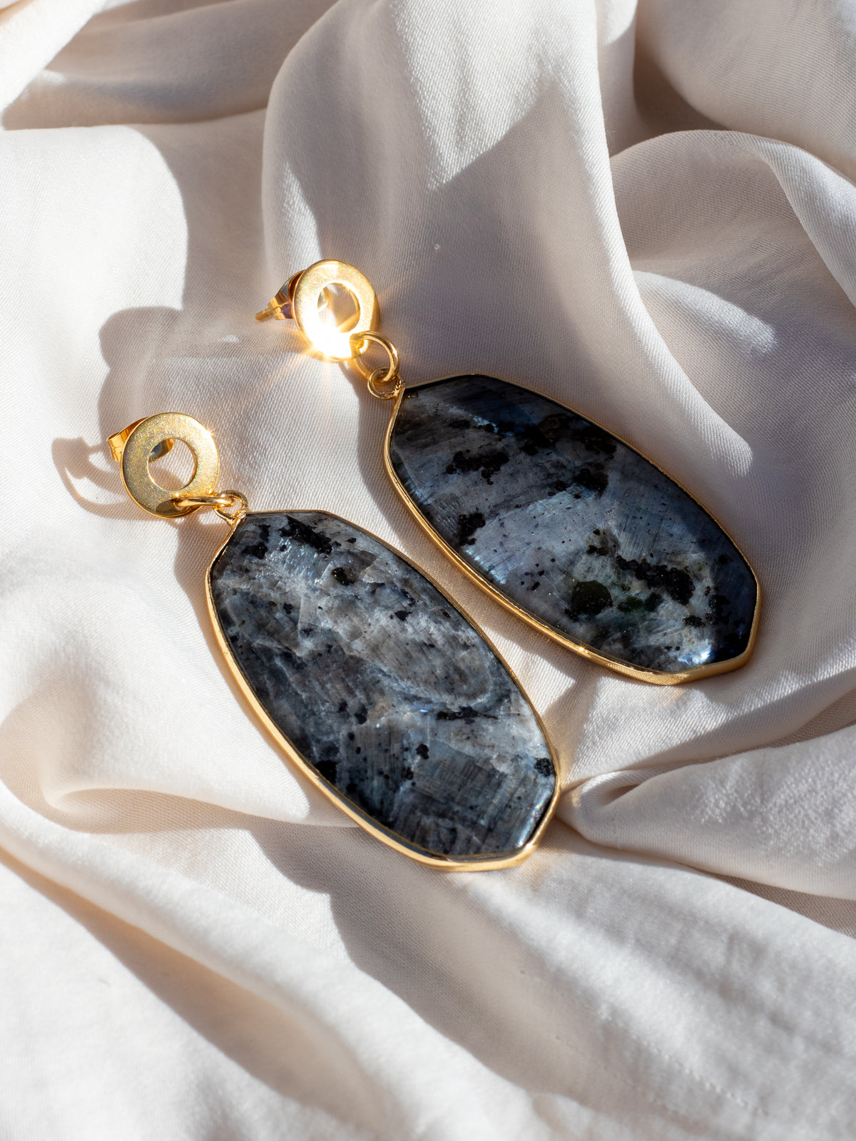 Larvikite Labradorite Drop Earrings