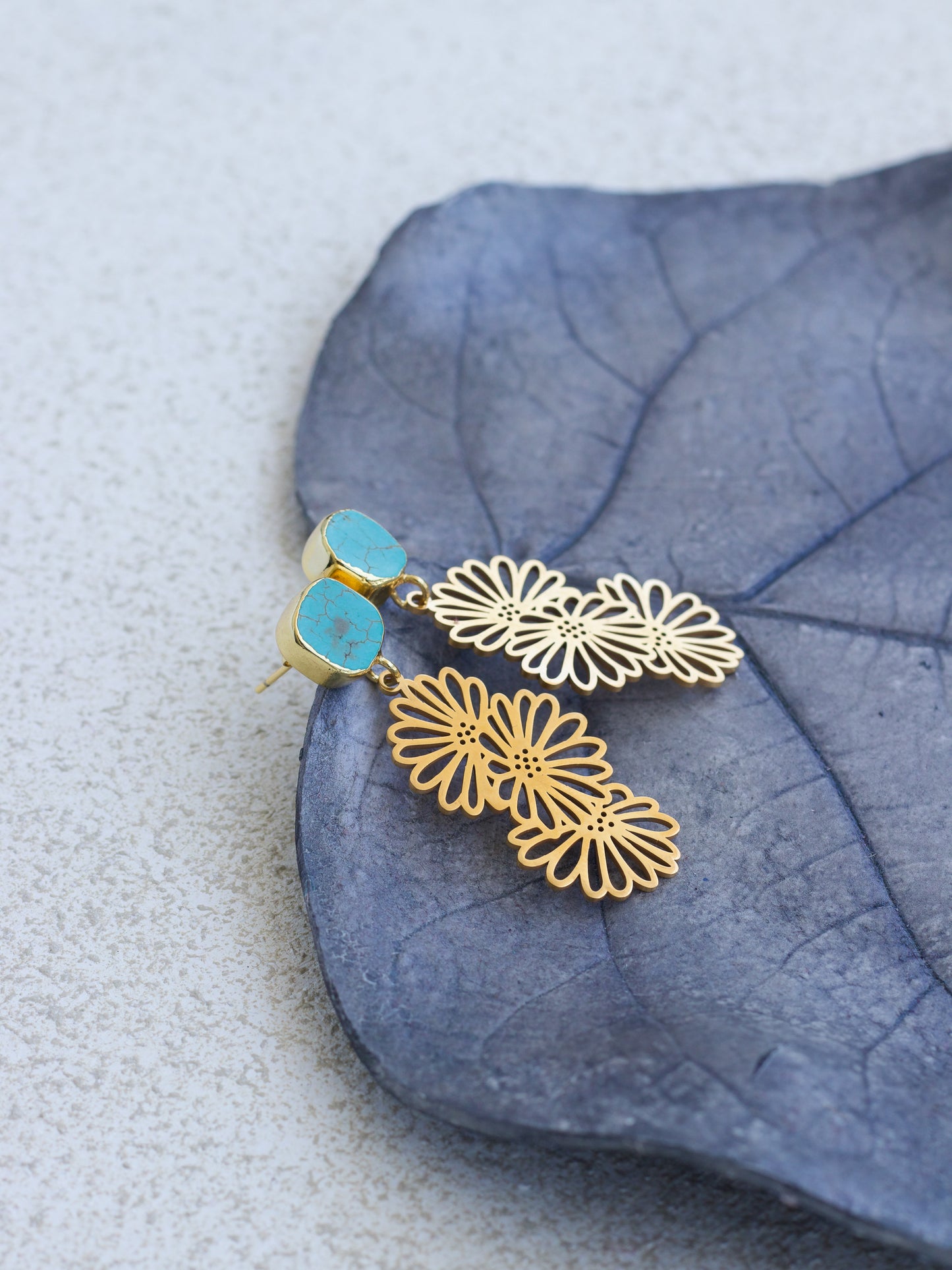 Turquoise Flower Bloom Earrings