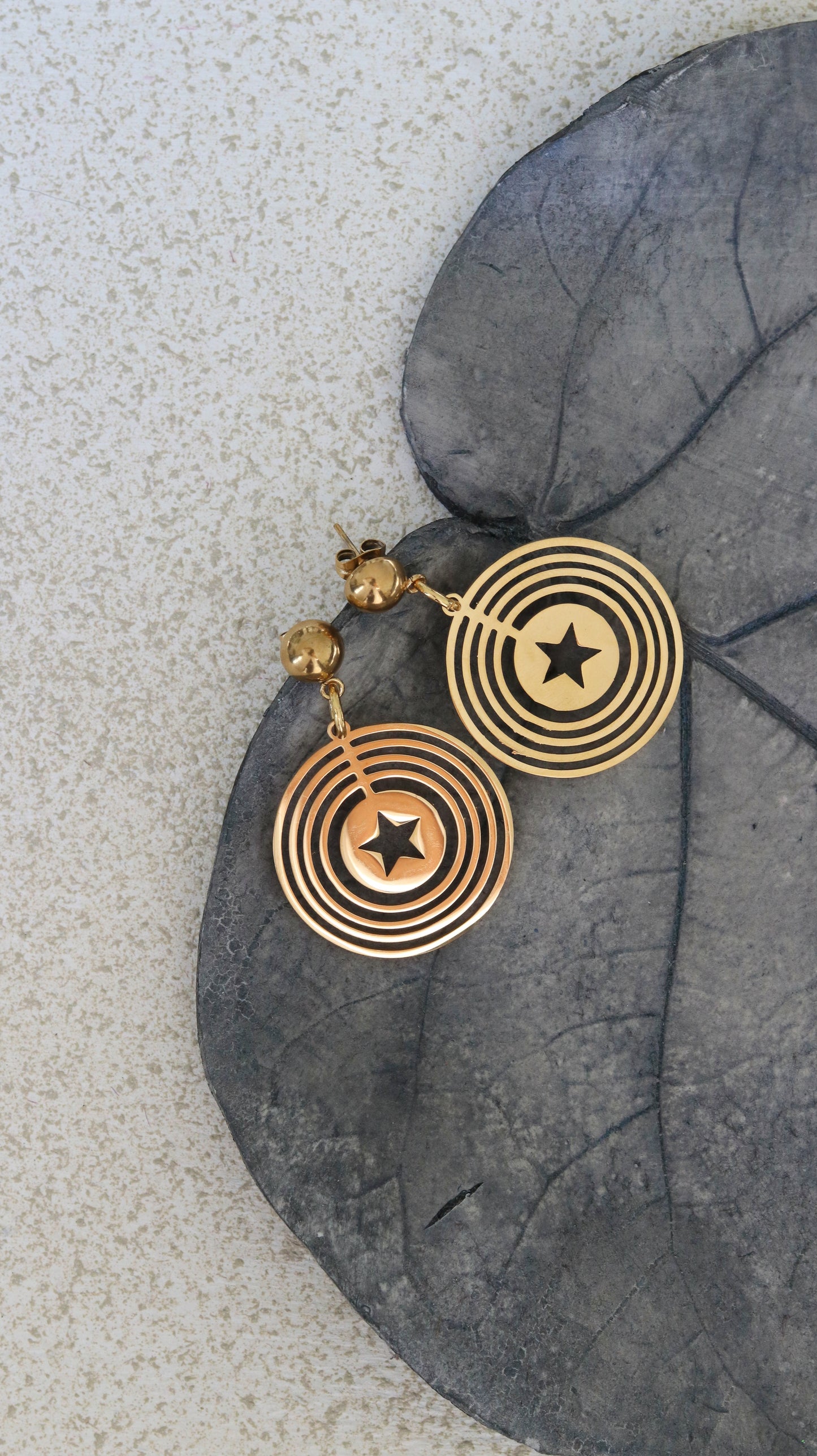 Star Circles Drop Earrings