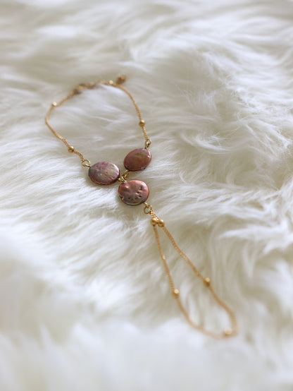 Mano de Luna- Pearl Coin Hand Chain Bracelet