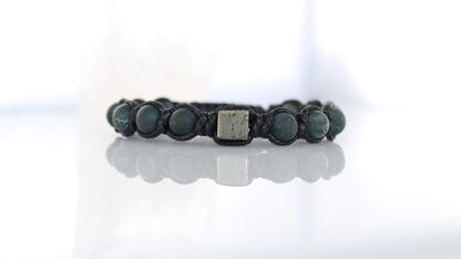 Men’s Moss Agate & Pyrite Macrame Bracelet