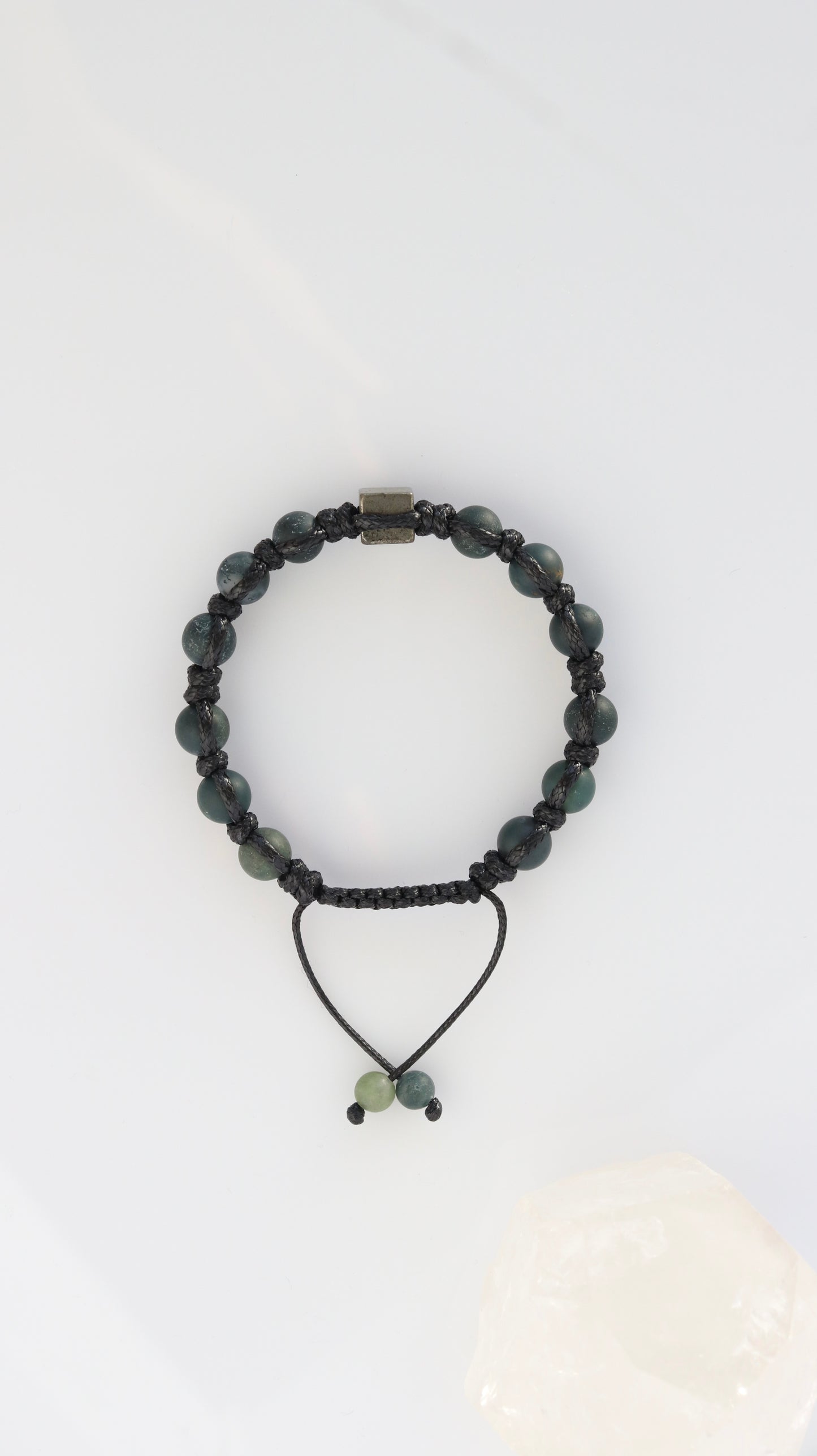 Men’s Moss Agate & Pyrite Macrame Bracelet