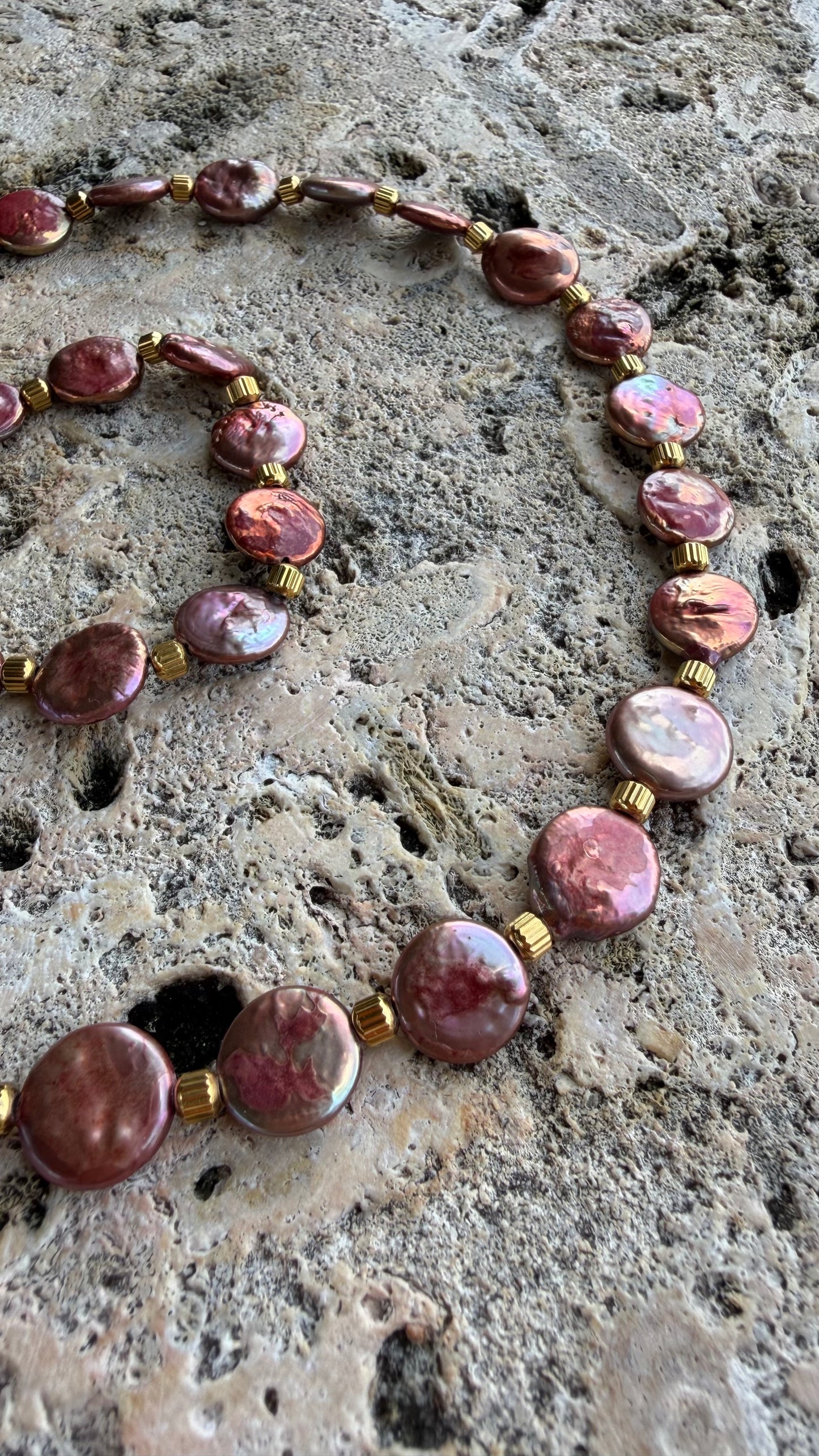 Via Rosa Coin Pearl Necklace or Bracelet Set