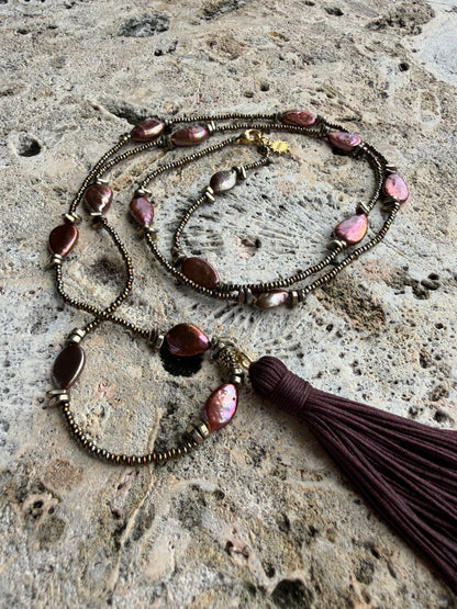 Raíz Necklace | Long Pearl Tassel Necklace
