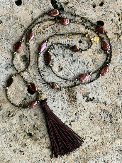 Raíz Necklace | Long Pearl Tassel Necklace