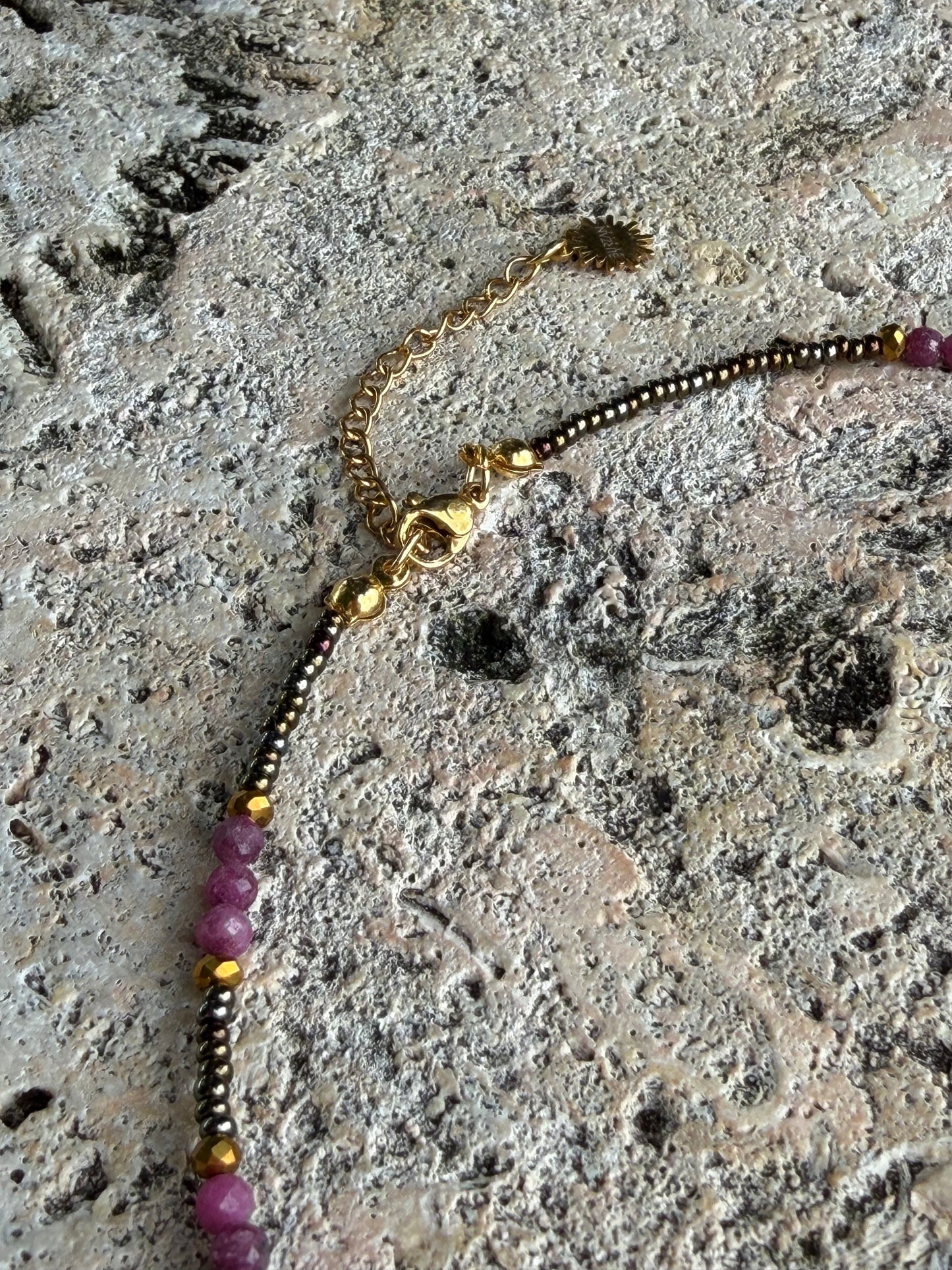 Violeta Set | Dainty Ruby Bead Necklace & Bracelet