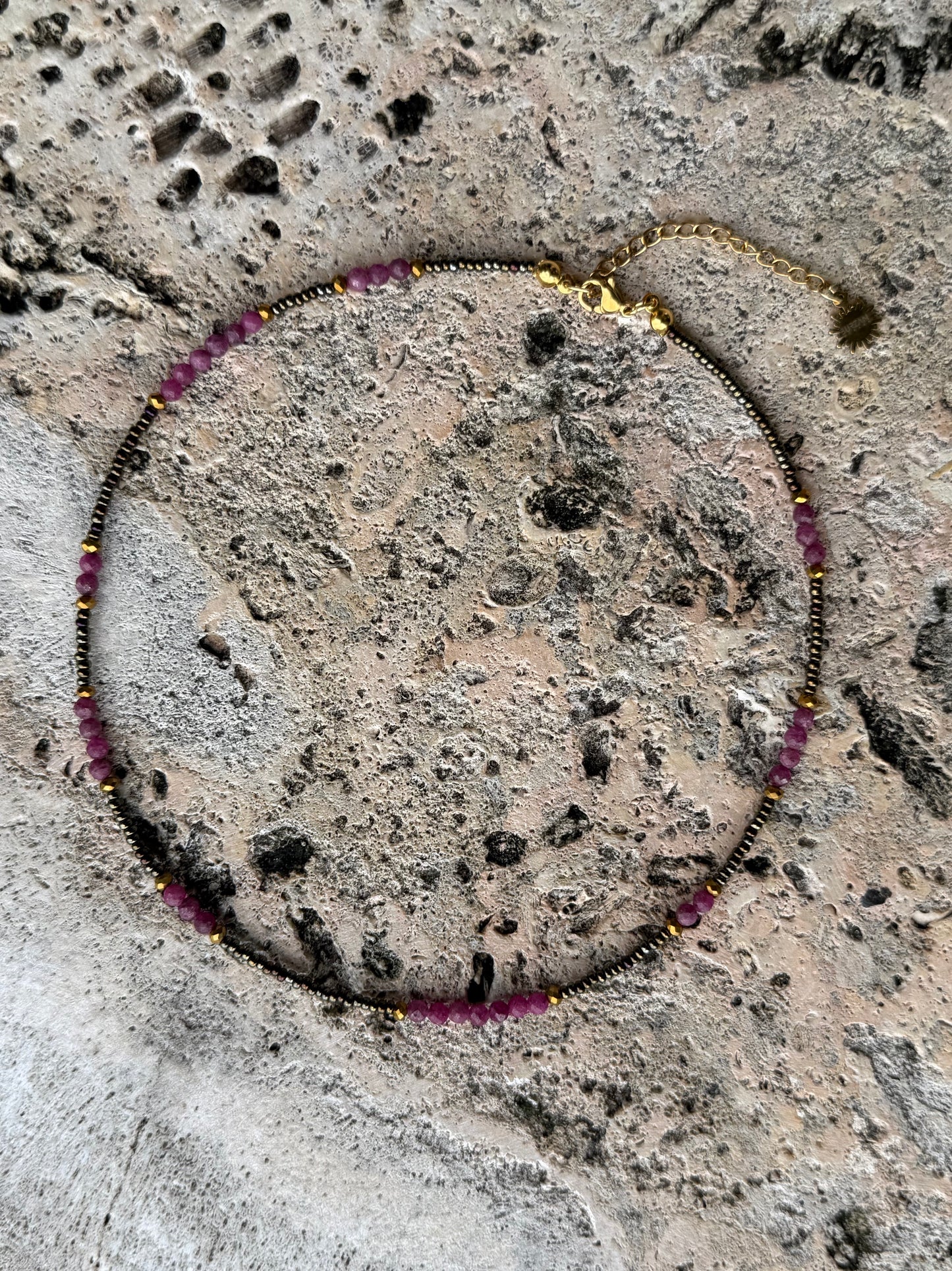 Violeta Set | Dainty Ruby Bead Necklace & Bracelet