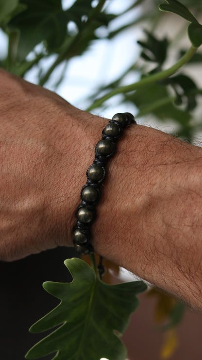 Men’s Pyrite Macrame Bracelet