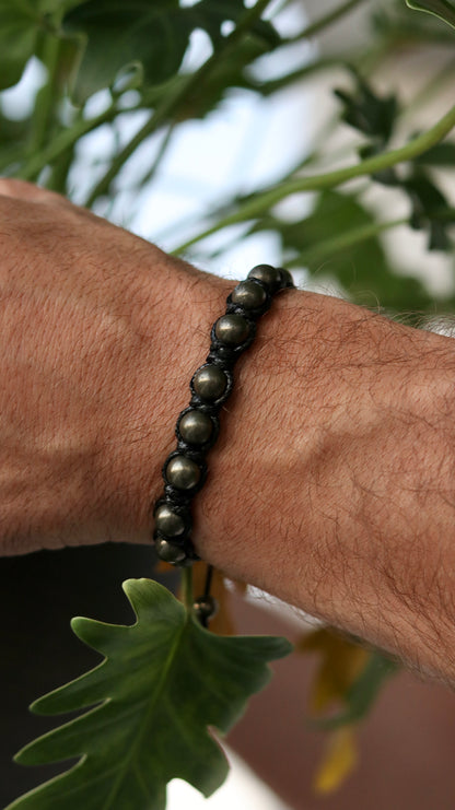 Men’s Pyrite Macrame Bracelet