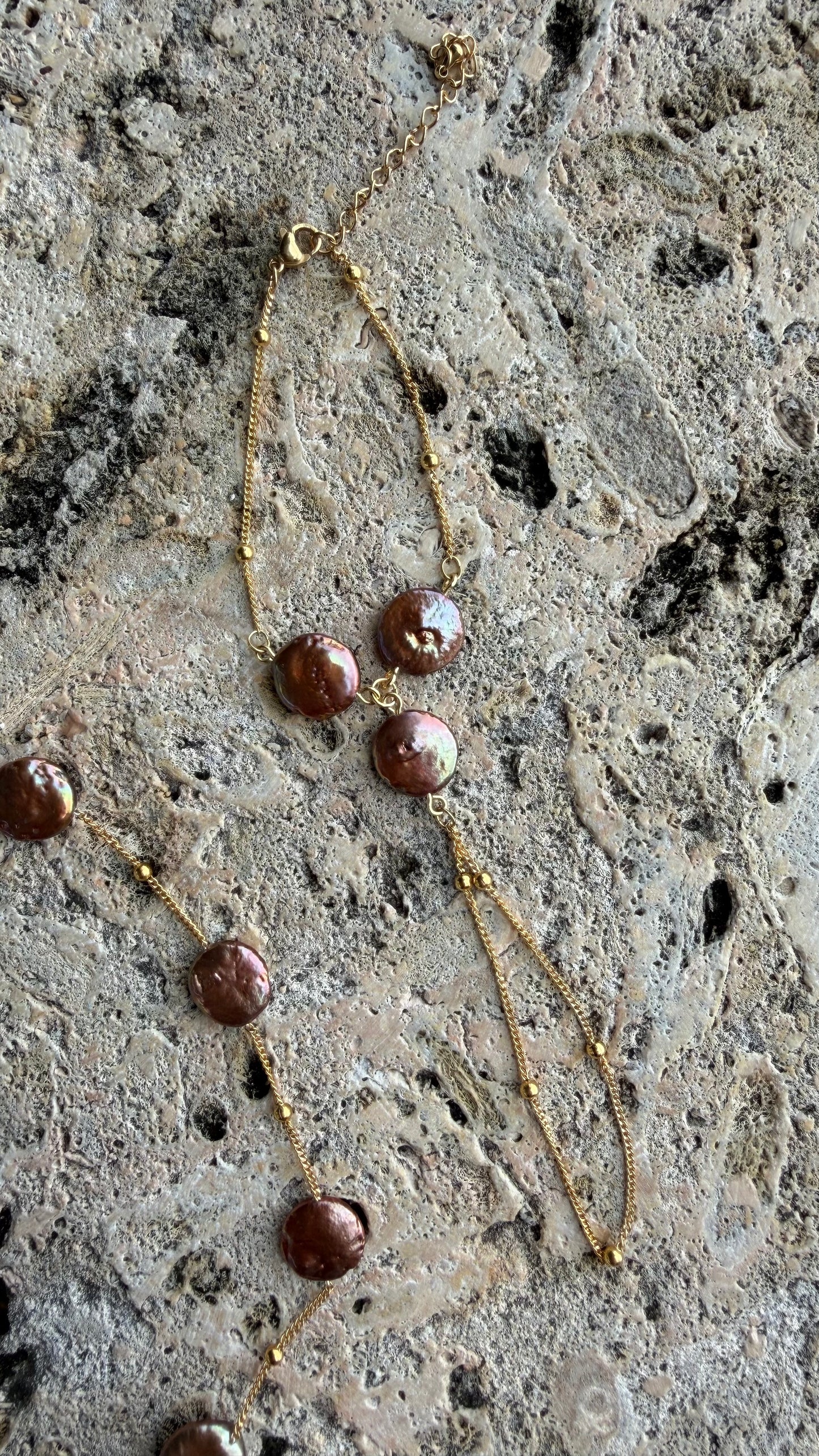 Mano de Luna- Pearl Coin Hand Chain Bracelet