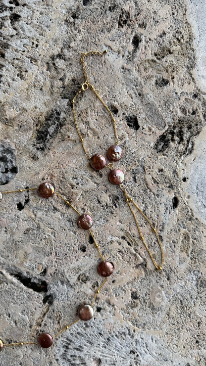 Mano de Luna- Pearl Coin Hand Chain Bracelet