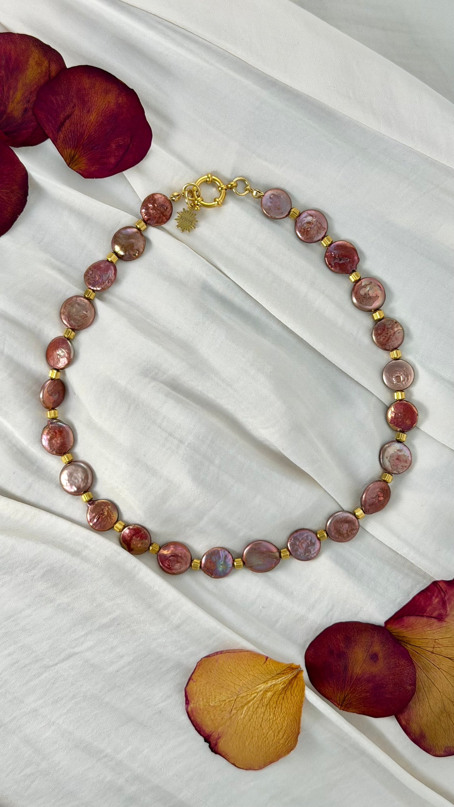 Via Rosa Coin Pearl Necklace or Bracelet Set