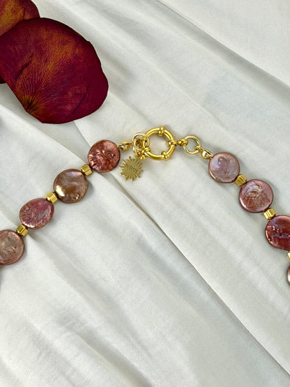 Via Rosa Coin Pearl Necklace or Bracelet Set