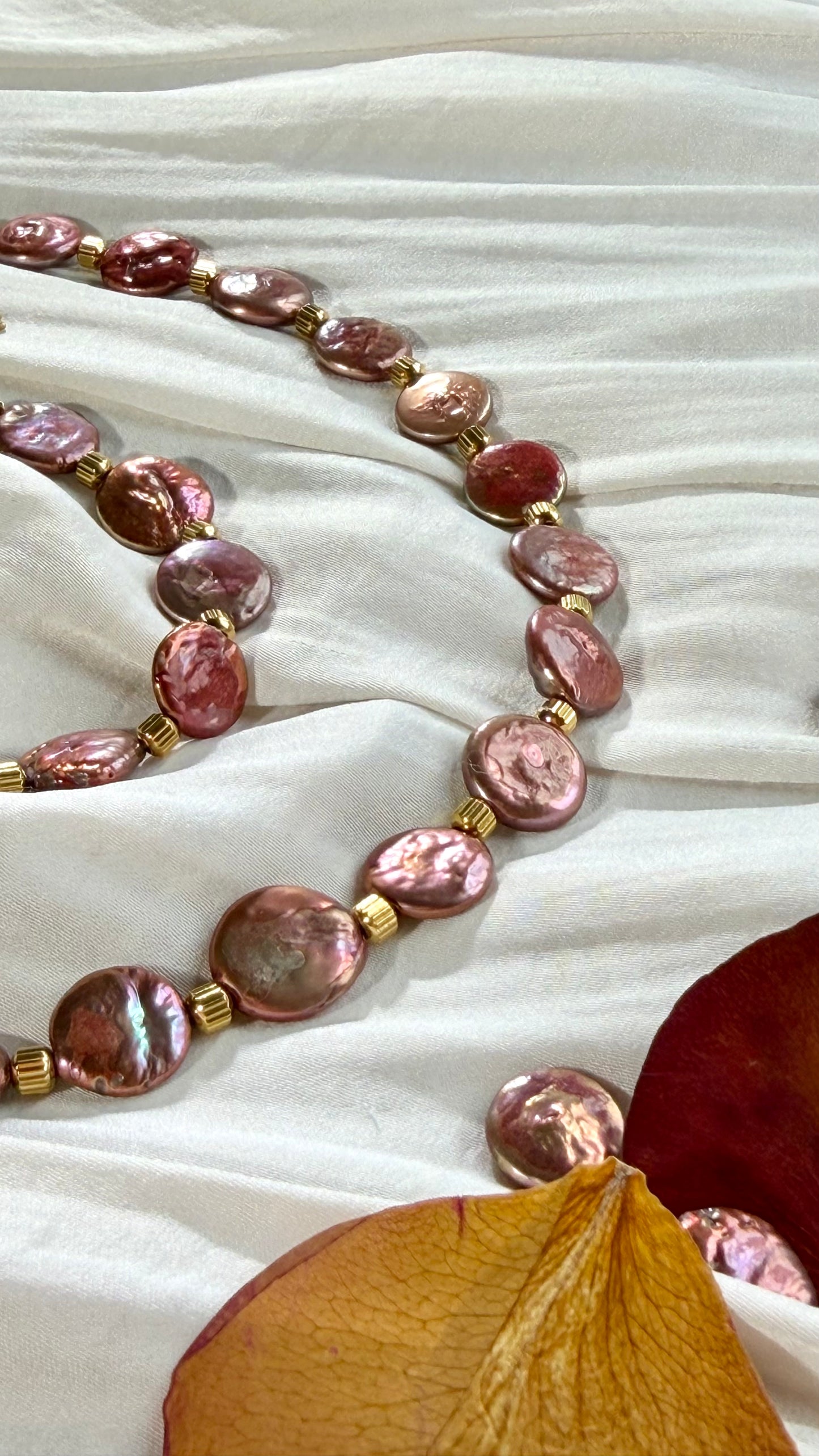 Via Rosa Coin Pearl Necklace or Bracelet Set