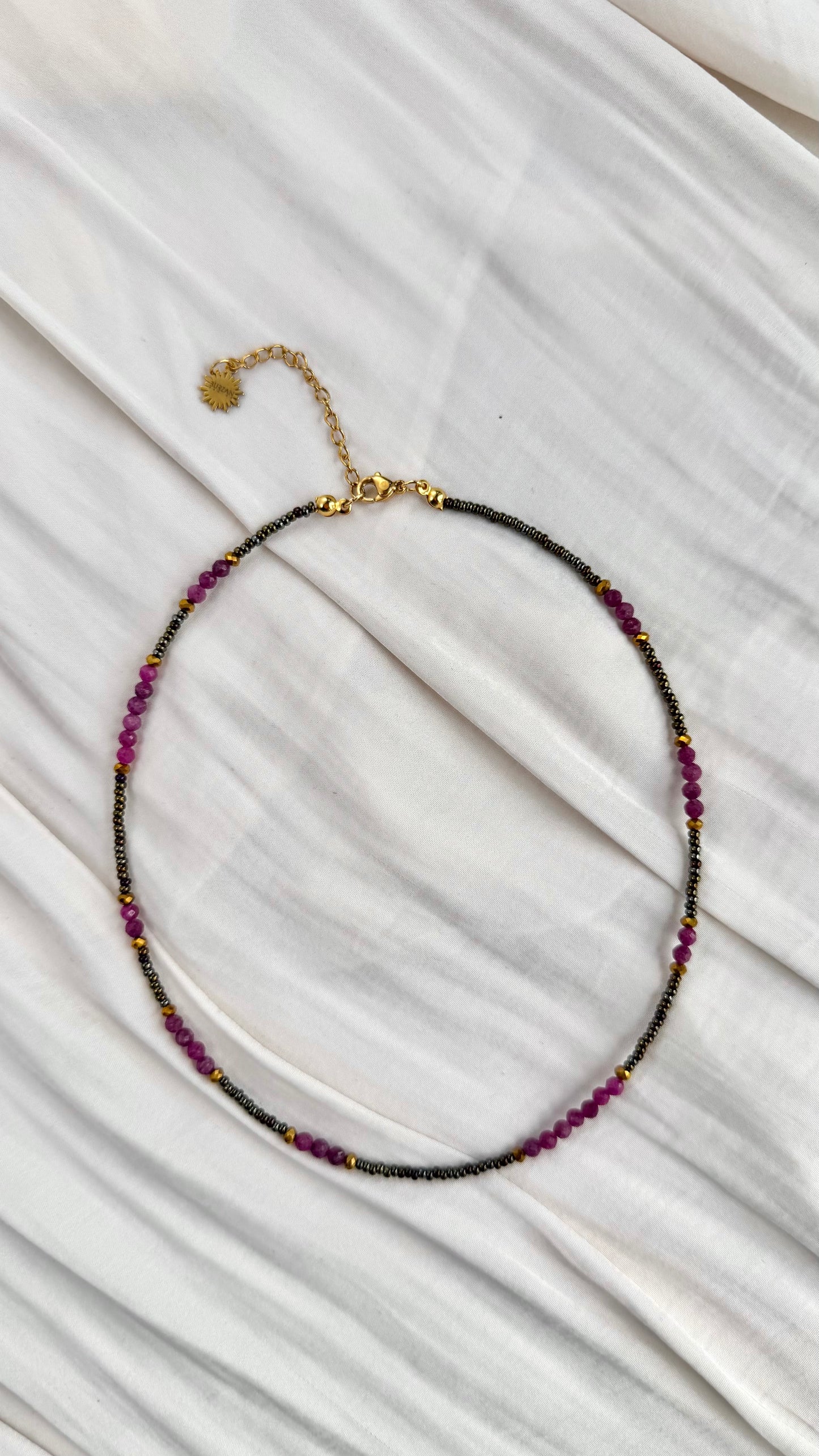 Violeta Set | Dainty Ruby Bead Necklace & Bracelet