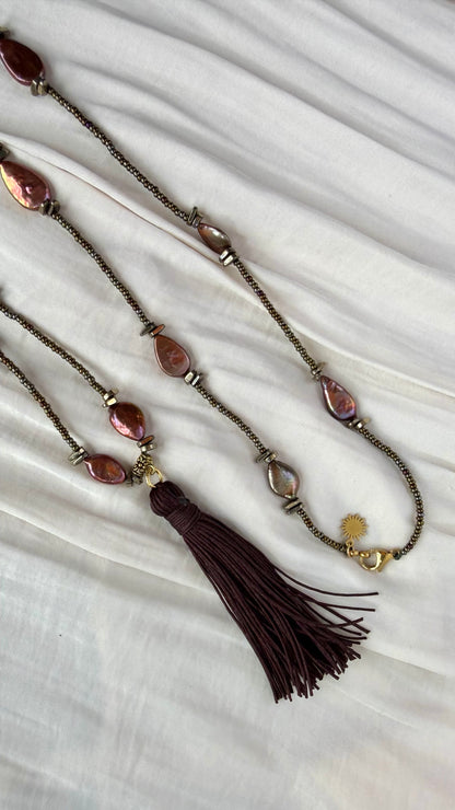 Raíz Necklace | Long Pearl Tassel Necklace