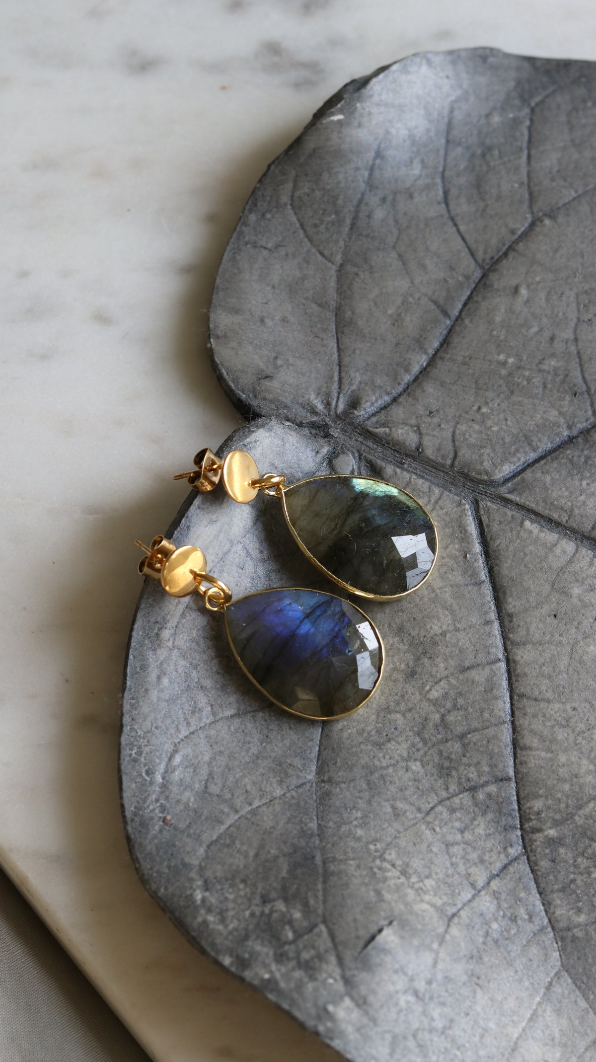 Flashy Labradorite Teardrop Earrings