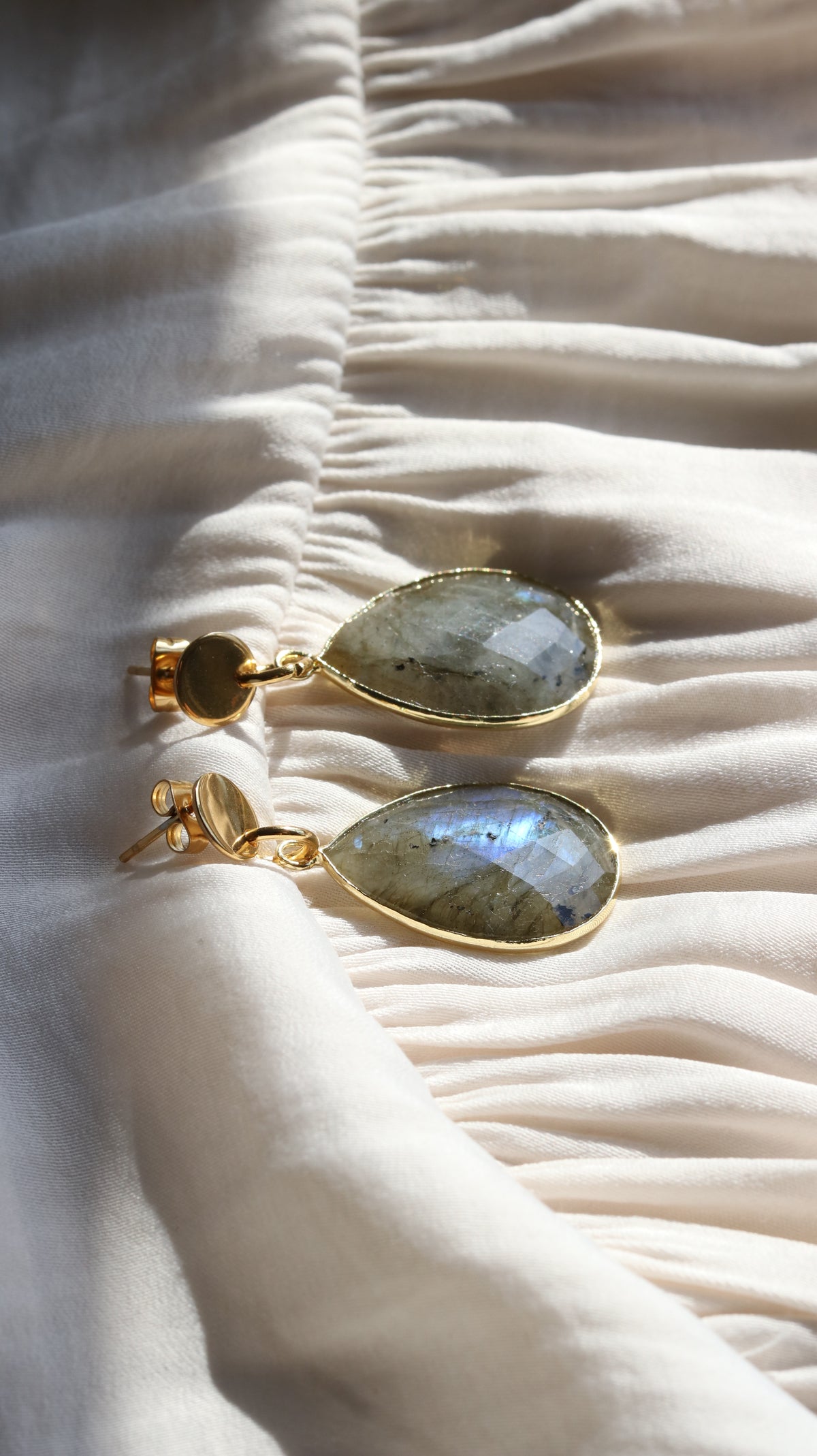 Flashy Labradorite Teardrop Earrings