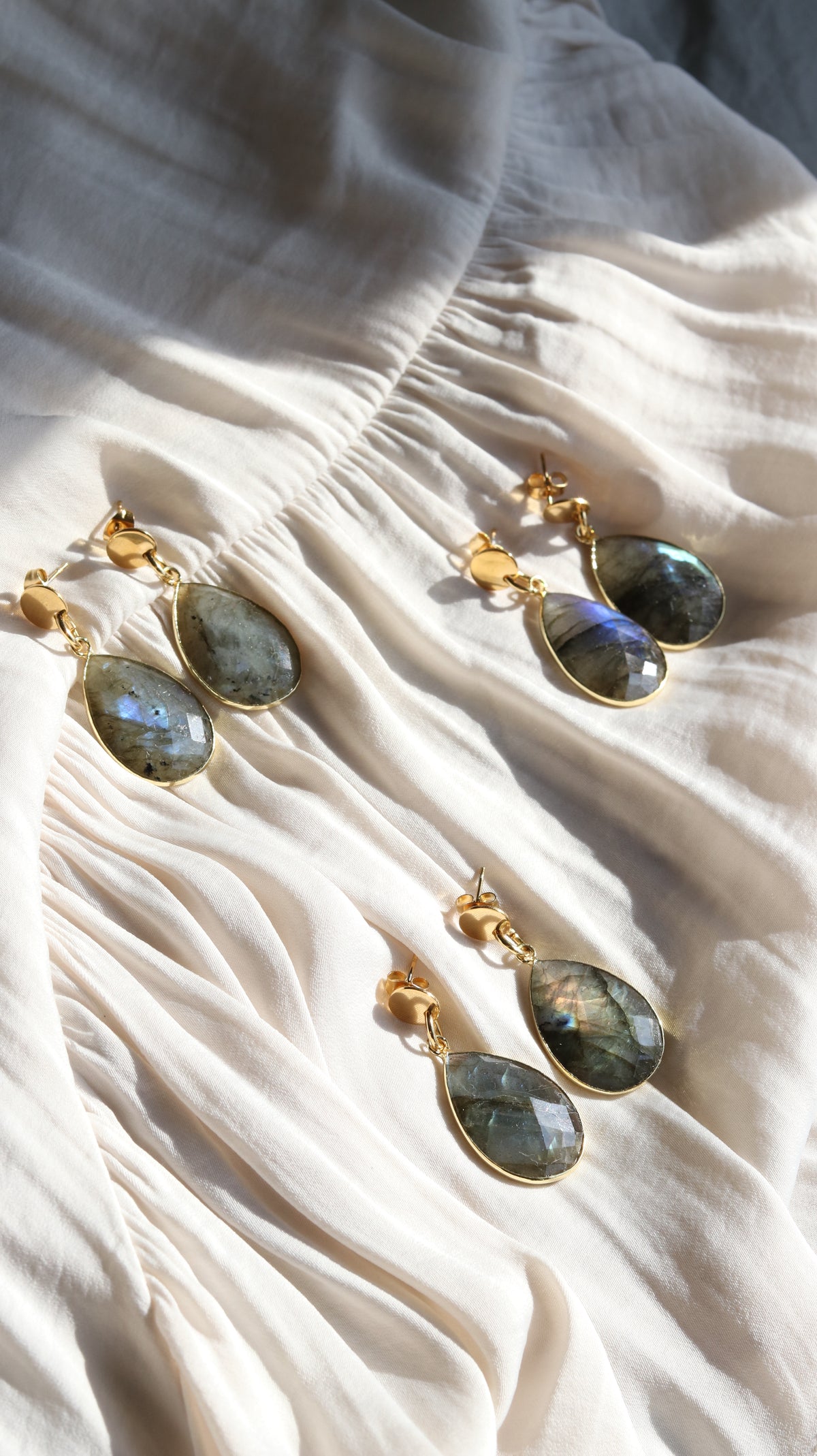 Flashy Labradorite Teardrop Earrings