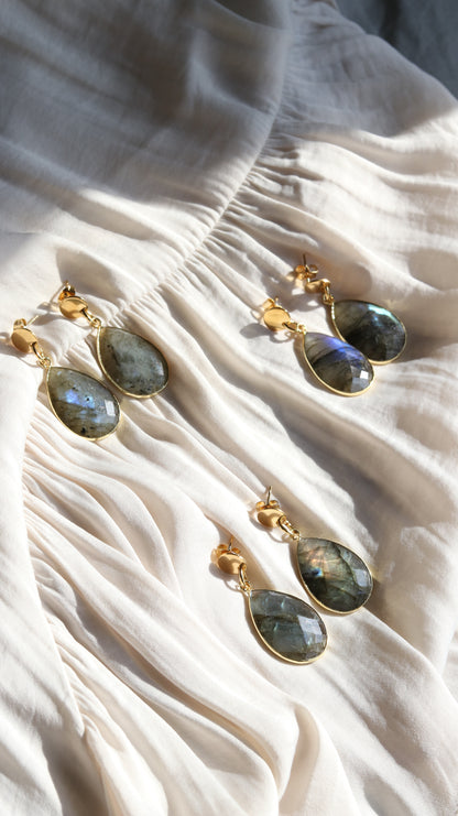 Flashy Labradorite Teardrop Earrings
