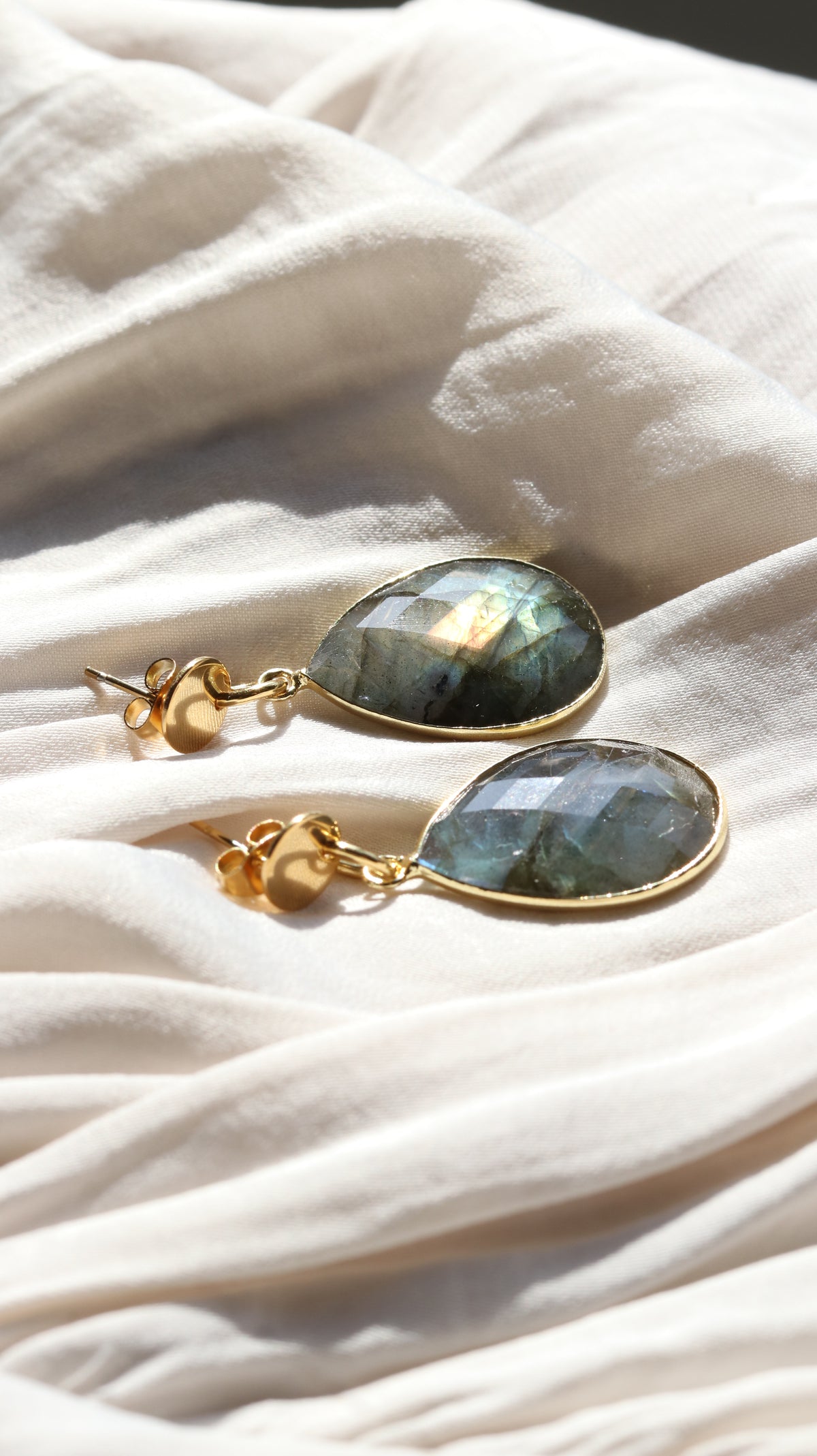 Flashy Labradorite Teardrop Earrings