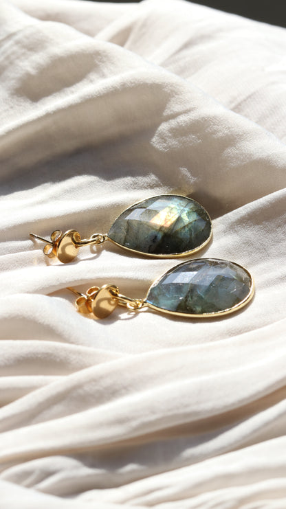 Flashy Labradorite Teardrop Earrings