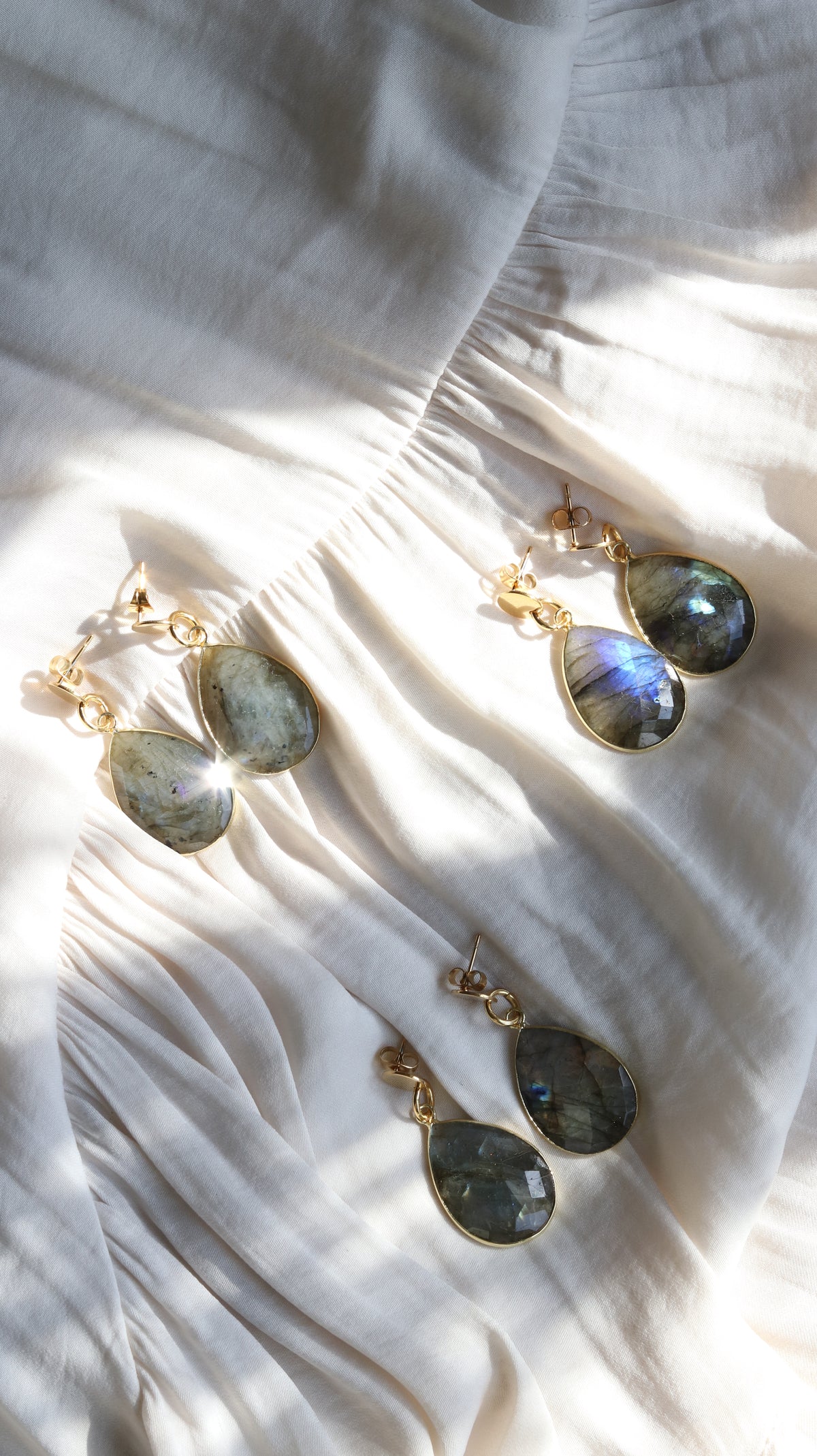 Flashy Labradorite Teardrop Earrings