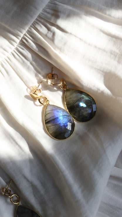 Flashy Labradorite Teardrop Earrings