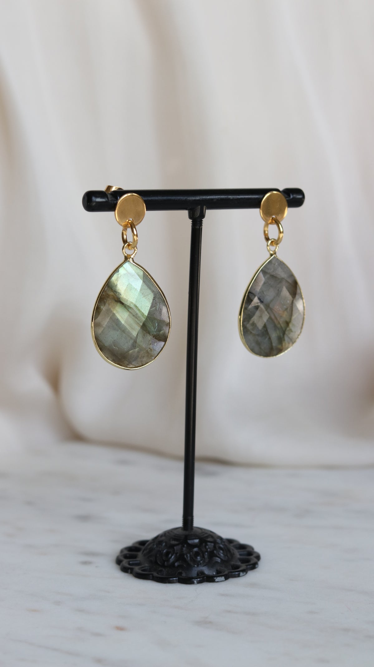 Flashy Labradorite Teardrop Earrings