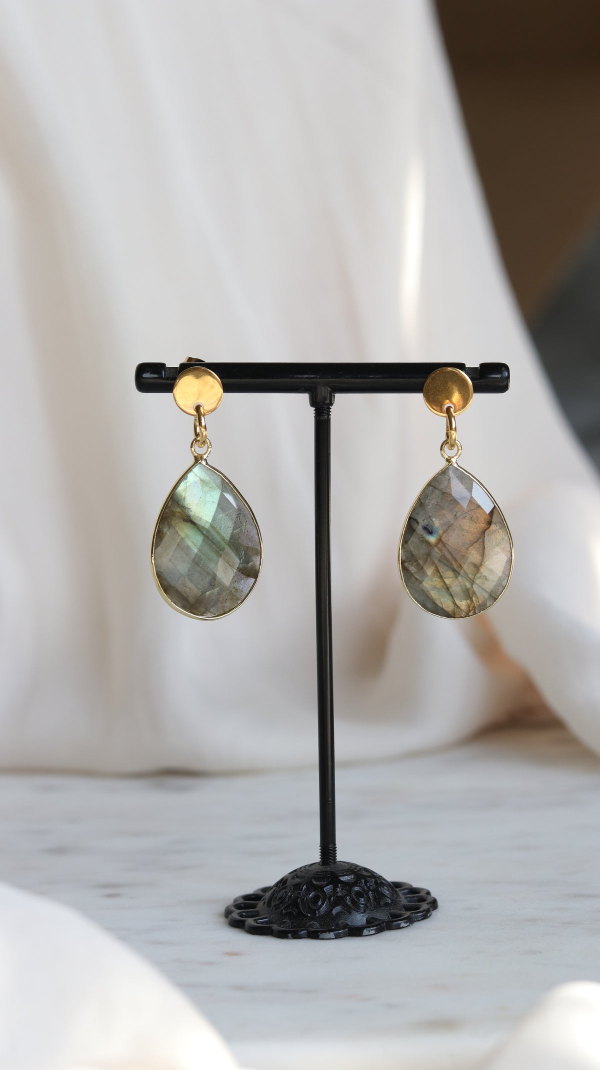Flashy Labradorite Teardrop Earrings