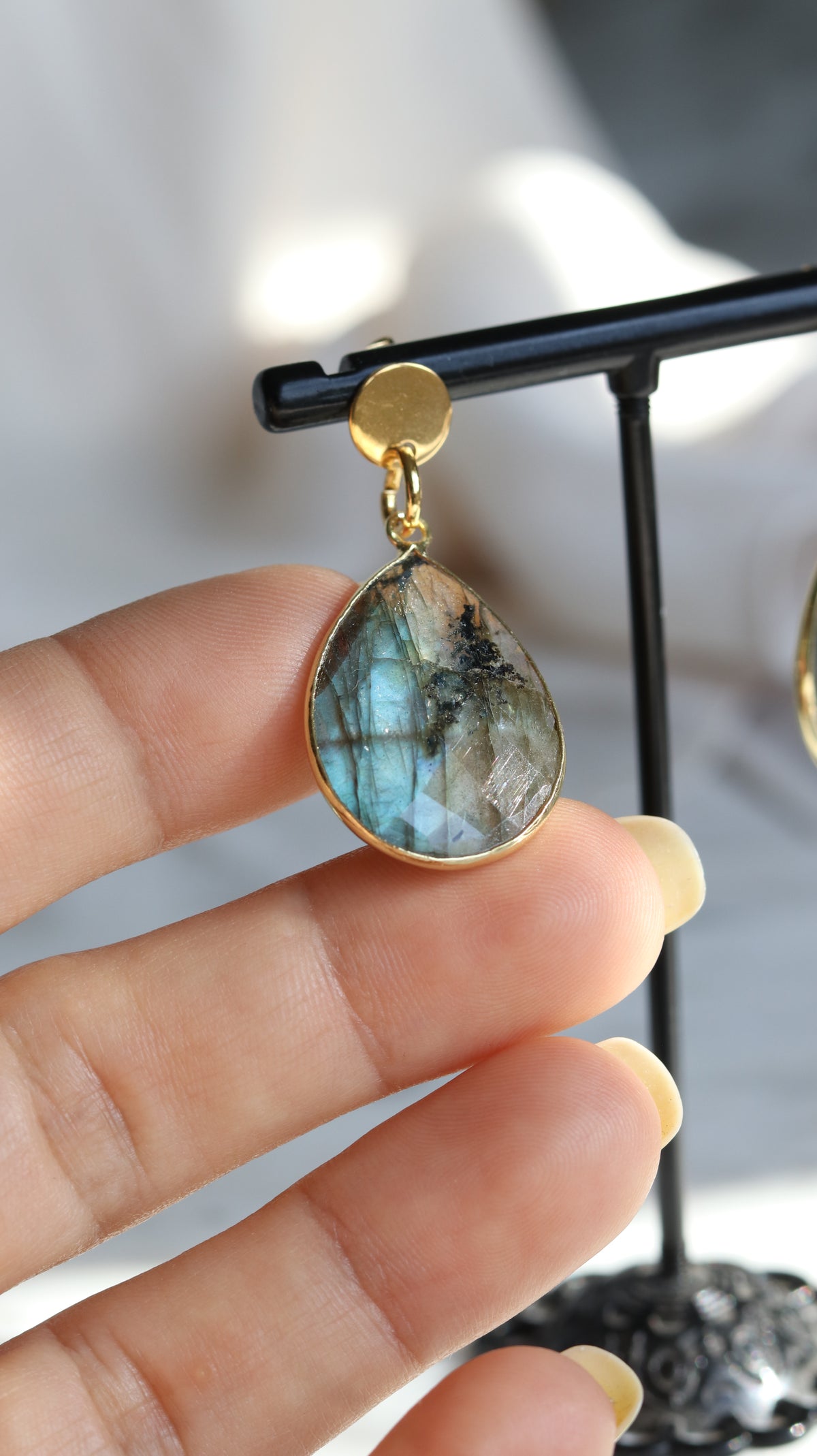 Flashy Labradorite Teardrop Earrings