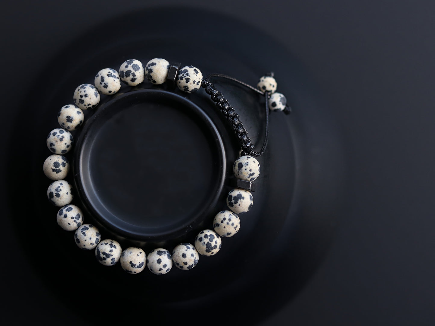 Dalmatian Jasper Men’s Beaded Bracelet