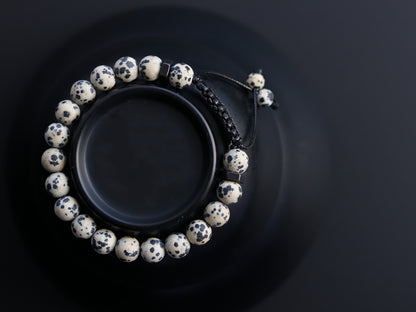 Dalmatian Jasper Men’s Beaded Bracelet