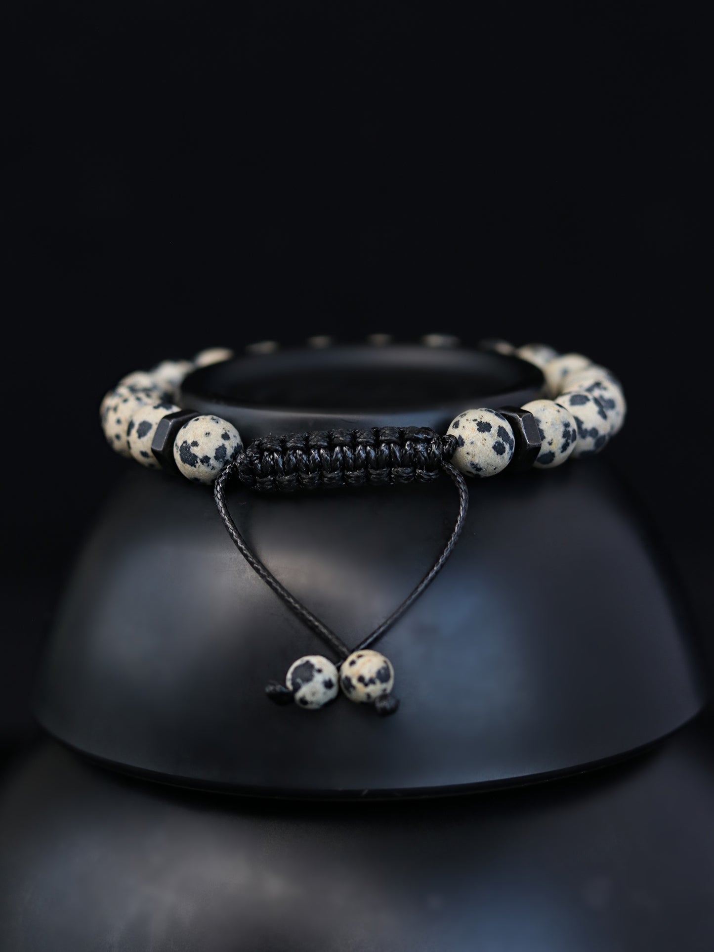 Dalmatian Jasper Men’s Beaded Bracelet