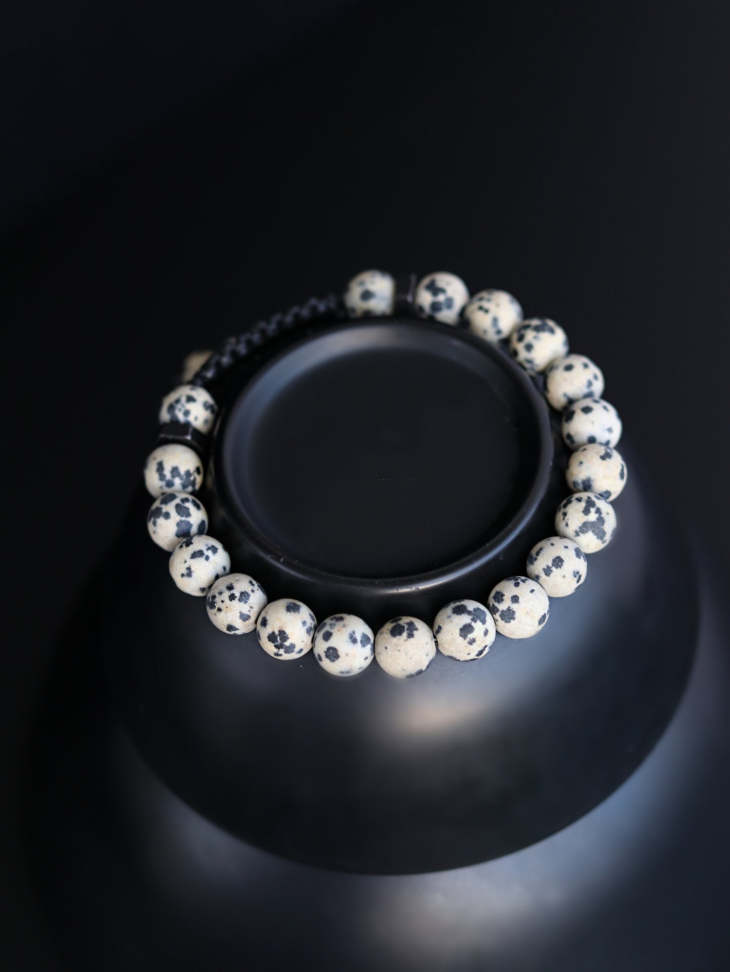 Dalmatian Jasper Men’s Beaded Bracelet