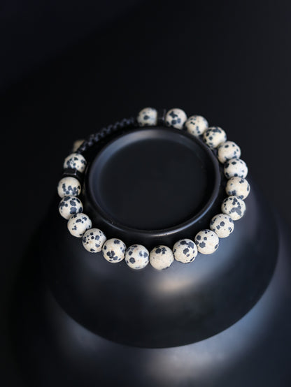 Dalmatian Jasper Men’s Beaded Bracelet