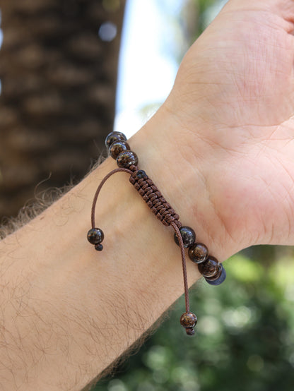 Lapis Lazuli & Bronzite Jasper Men’s Beaded Bracelet